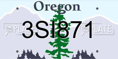 3SI871 Oregon License Plate