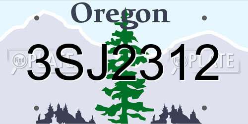 3SJ2312 Oregon License Plate