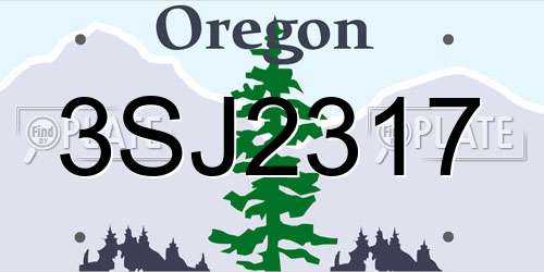 3SJ2317 Oregon License Plate