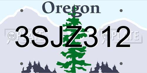 3SJZ312 Oregon License Plate