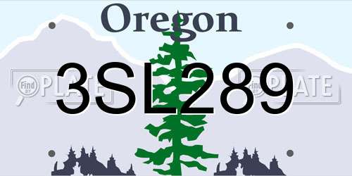 3SL289 Oregon License Plate