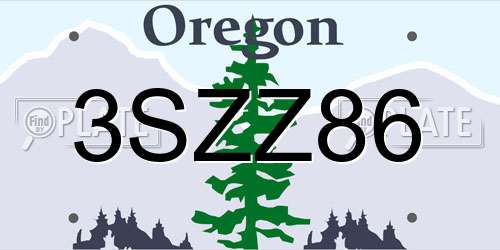 3SZZ86 Oregon License Plate