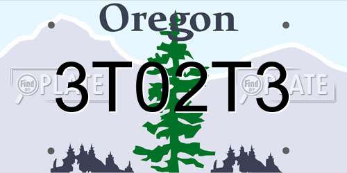 3T02T3 Oregon License Plate