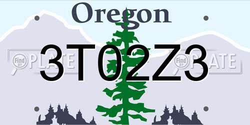 3T02Z3 Oregon License Plate