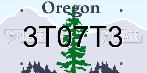 3T07T3 Oregon License Plate