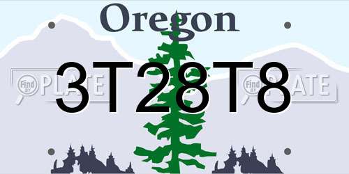 3T28T8 Oregon License Plate