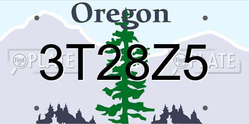 3T28Z5 Oregon License Plate