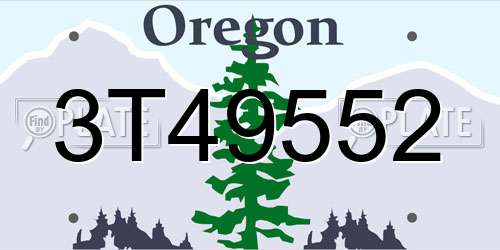 3T49552 Oregon License Plate