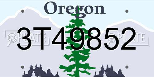 3T49852 Oregon License Plate