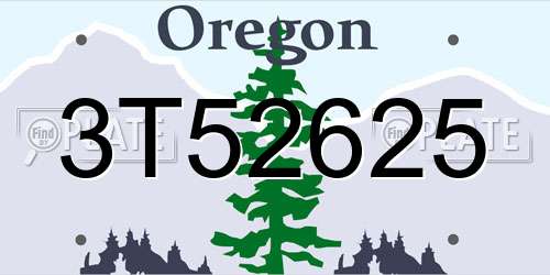 3T52625 Oregon License Plate