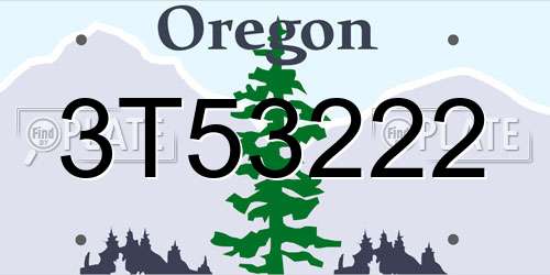 3T53222 Oregon License Plate