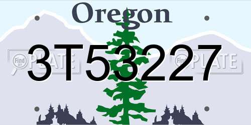 3T53227 Oregon License Plate
