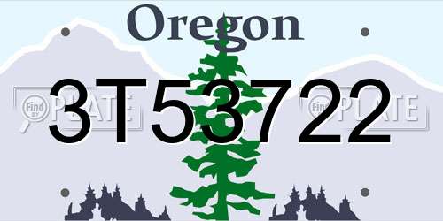3T53722 Oregon License Plate