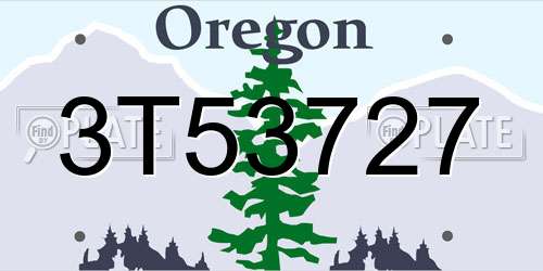 3T53727 Oregon License Plate