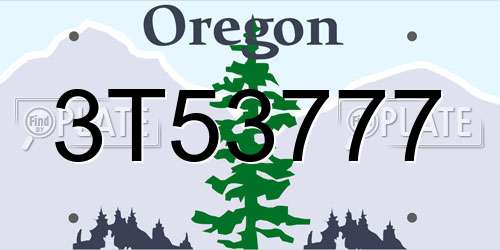 3T53777 Oregon License Plate