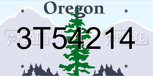 3T54214 Oregon License Plate