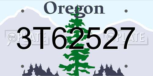 3T62527 Oregon License Plate
