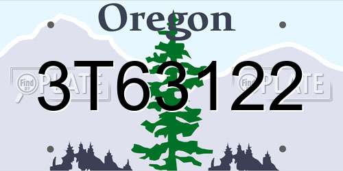 3T63122 Oregon License Plate