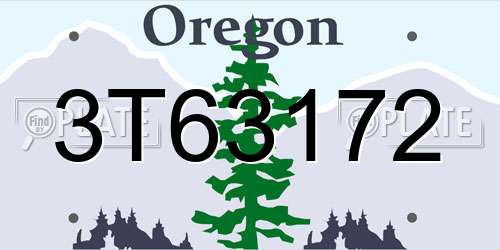 3T63172 Oregon License Plate
