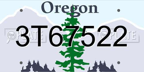 3T67522 Oregon License Plate
