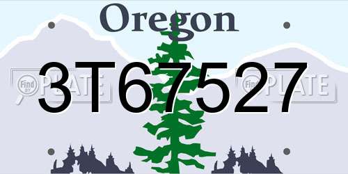 3T67527 Oregon License Plate