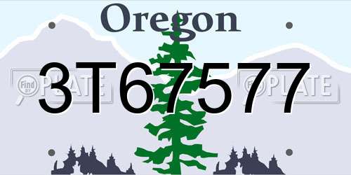 3T67577 Oregon License Plate