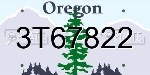 3T67822 Oregon License Plate