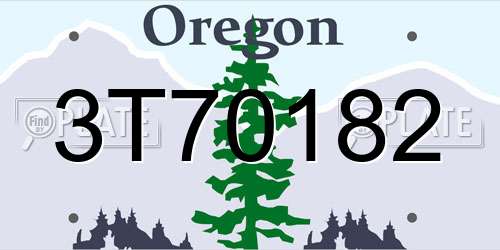 3T70182 Oregon License Plate
