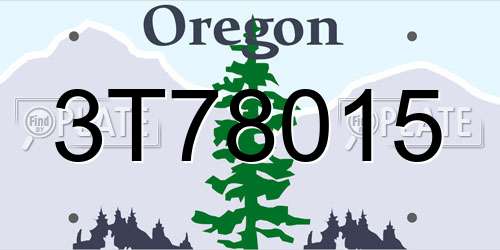 3T78015 Oregon License Plate