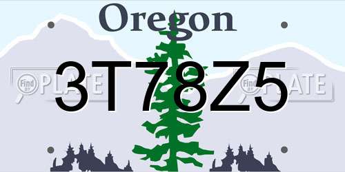 3T78Z5 Oregon License Plate