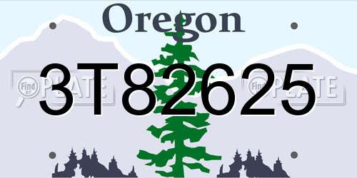 3T82625 Oregon License Plate