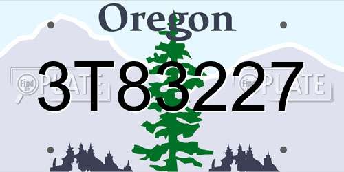 3T83227 Oregon License Plate
