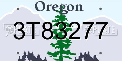 3T83277 Oregon License Plate