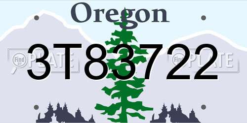 3T83722 Oregon License Plate