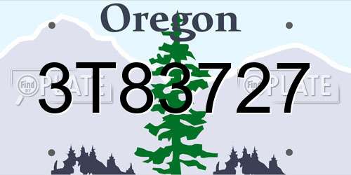 3T83727 Oregon License Plate