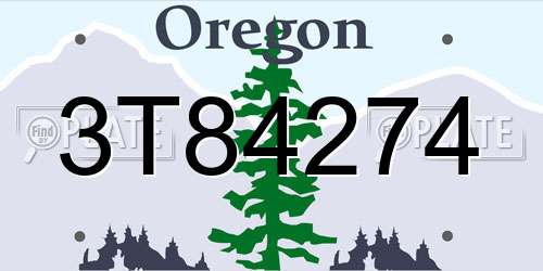 3T84274 Oregon License Plate