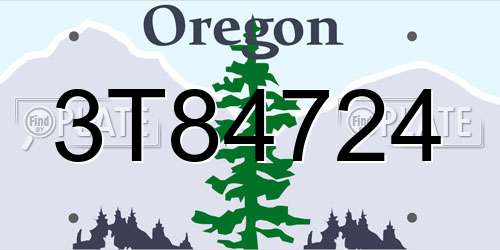 3T84724 Oregon License Plate