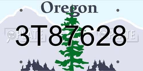 3T87628 Oregon License Plate
