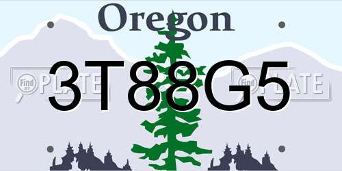 3T88G5 Oregon License Plate