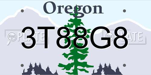 3T88G8 Oregon License Plate