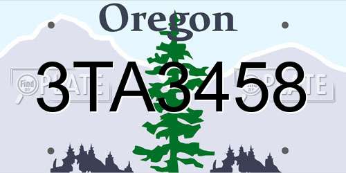 3TA3458 Oregon License Plate