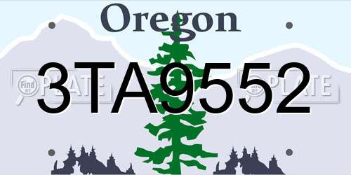 3TA9552 Oregon License Plate