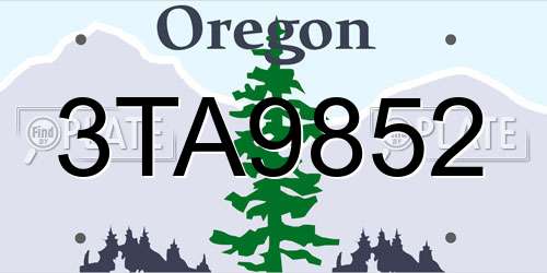 3TA9852 Oregon License Plate