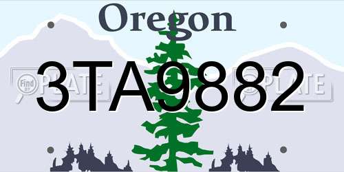 3TA9882 Oregon License Plate