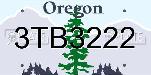 3TB3222 Oregon License Plate