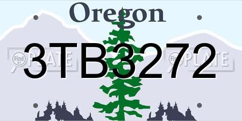 3TB3272 Oregon License Plate