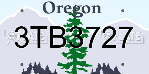 3TB3727 Oregon License Plate