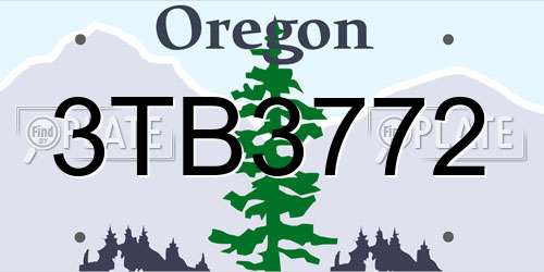 3TB3772 Oregon License Plate