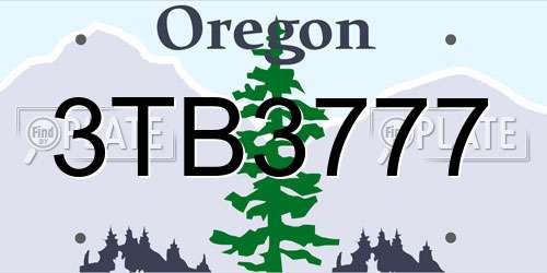 3TB3777 Oregon License Plate