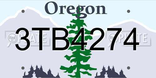 3TB4274 Oregon License Plate